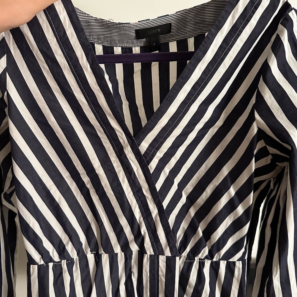 J.Crew navy striped peplum top